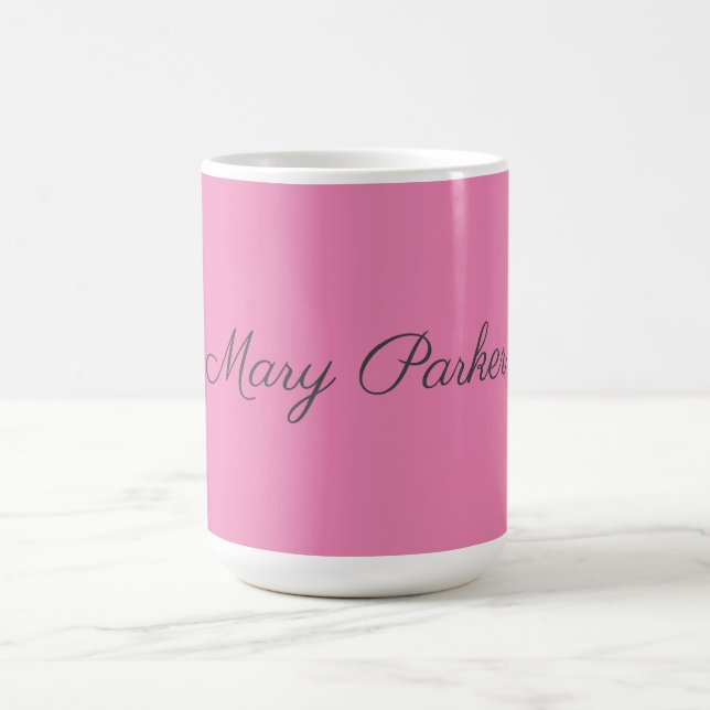 Handwriting Plain Simple Pink Professional Name Coffee Mug (Center)