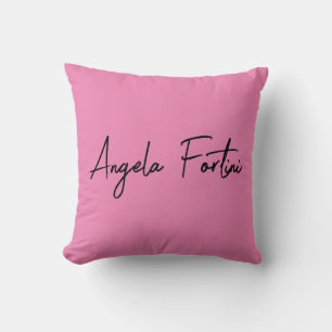 Handwriting Plain Simple Pink Professional Name Cushion