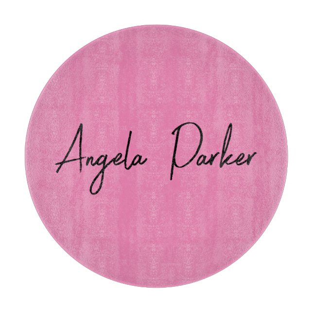 Handwriting Plain Simple Pink Professional Name Cutting Board (Front)