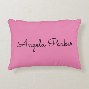 Handwriting Plain Simple Pink Professional Name Decorative Cushion