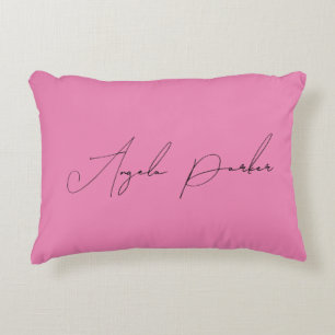 Handwriting Plain Simple Pink Professional Name Decorative Cushion