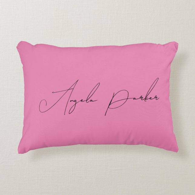 Handwriting Plain Simple Pink Professional Name Decorative Cushion (Front)