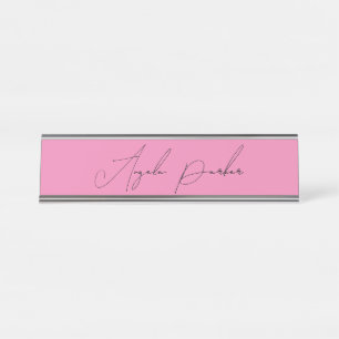 Handwriting Plain Simple Pink Professional Name Desk Name Plate