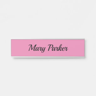 Handwriting Plain Simple Pink Professional Name Door Sign