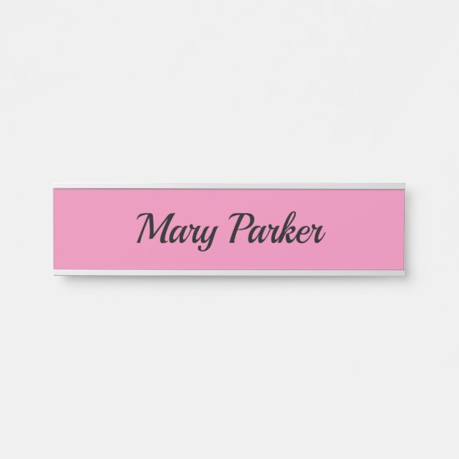 Handwriting Plain Simple Pink Professional Name Door Sign (Front)