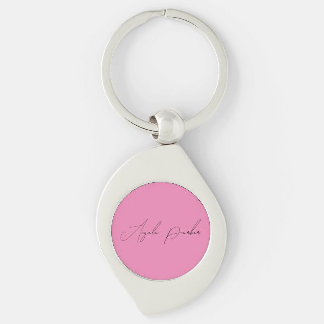 Handwriting Plain Simple Pink Professional Name Key Ring (Front)