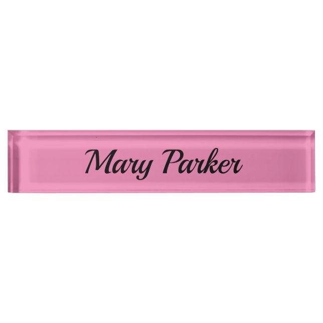 Handwriting Plain Simple Pink Professional Name Nameplate (Front)