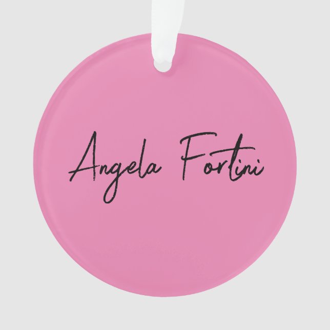 Handwriting Plain Simple Pink Professional Name Ornament (Front)