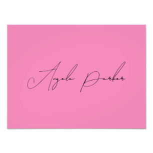 Handwriting Plain Simple Pink Professional Name Photo Print