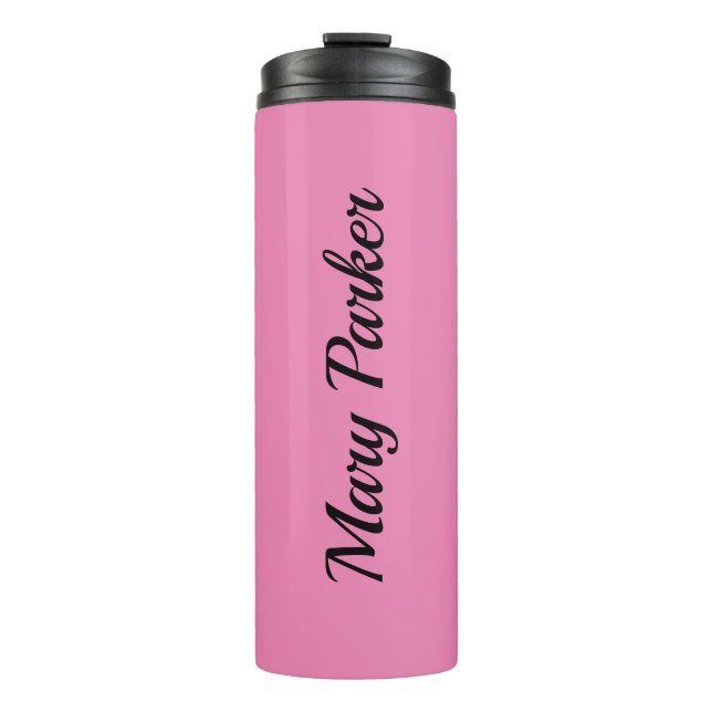 Handwriting Plain Simple Pink Professional Name Thermal Tumbler (Front)