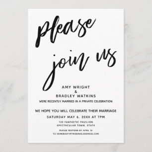 Handwriting Please Join Us After Wedding Reception Invitation