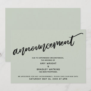 Handwriting Postponed Wedding Sage Announcement