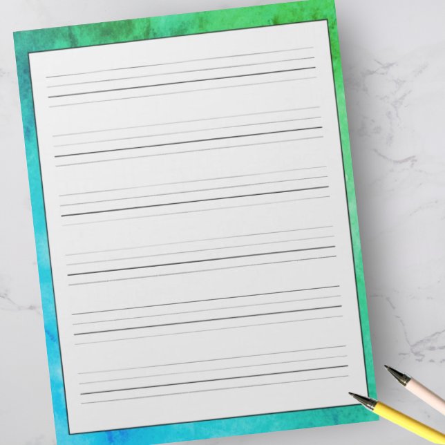 Handwriting Practice Sheets Green Blue Watercolor Notepad (Creator Uploaded)
