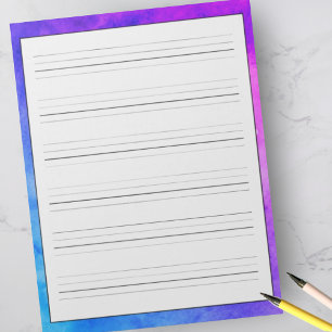 Handwriting Practice Sheets Purple Blue Watercolor Notepad