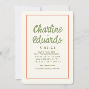 Handwriting Retro  Simple Wedding invitation Card