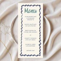 Handwriting Retro Wavy Frame Green Blue Wedding
