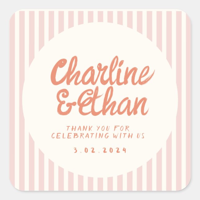 Handwriting RetroWedding Rectangular Sticker (Front)