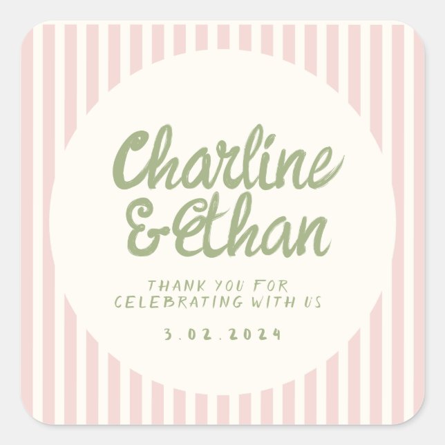 Handwriting RetroWedding Rectangular Sticker (Front)
