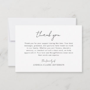 Handwriting Script Celebration of Life Funeral Thank You Card