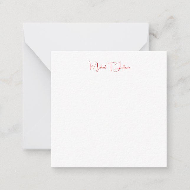 Handwriting Script Elegant Plain Simple Red White Card (Front)