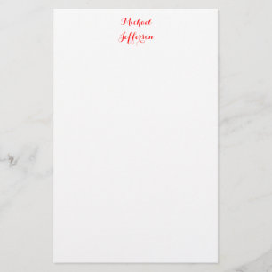 Handwriting Script Elegant Plain Simple Red White Stationery