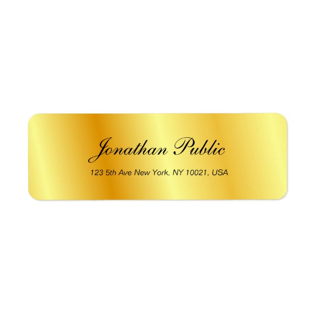 Handwriting Script Faux Gold Modern Template Chic (Front)