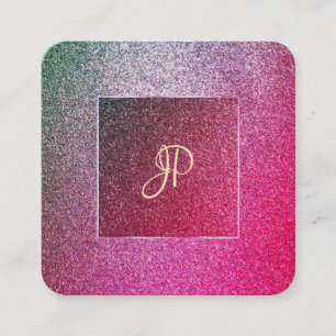 Handwriting Script Modern Elite Glitter Template Square Business Card