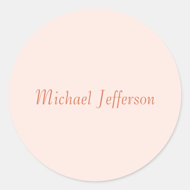 Handwriting Script Name Elegant Plain Simple Classic Round Sticker (Front)