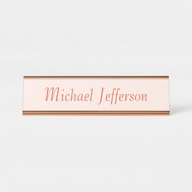 Handwriting Script Name Elegant Plain Simple Desk Name Plate (Front)