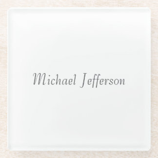 Handwriting Script Name Elegant Plain Simple Glass Coaster