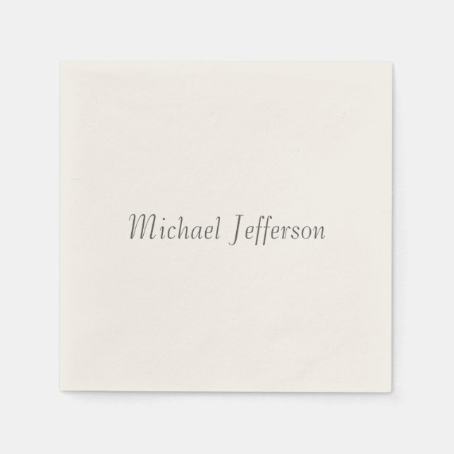Handwriting Script Name Elegant Plain Simple Napkin (Front)