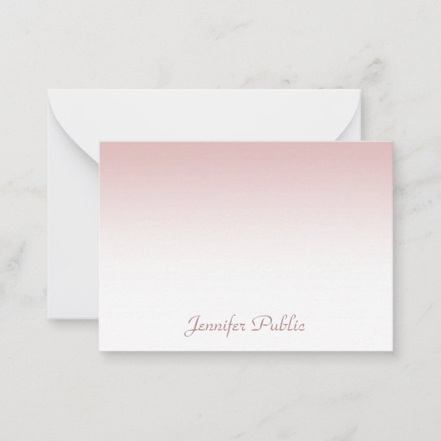 Handwriting Script Name Rose Gold Sophisticated Card (Front)