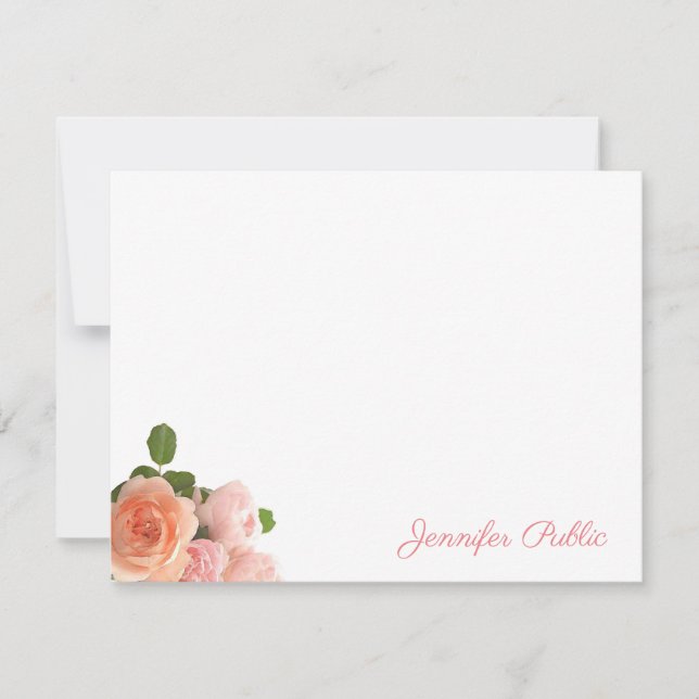Handwriting Script Name Template Watercolor Roses (Front)