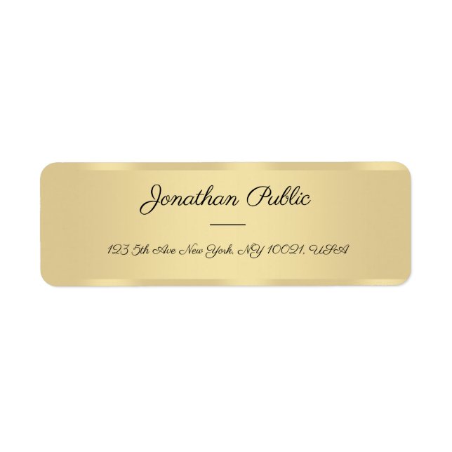 Handwriting Script Text Faux Gold Template Elegant (Front)
