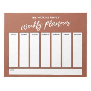Handwriting, Simple Weekly Planner Cinnamon Notepad