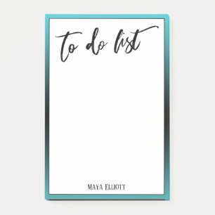 Handwriting To Do List Aqua Black Ombre Border Post-it Notes