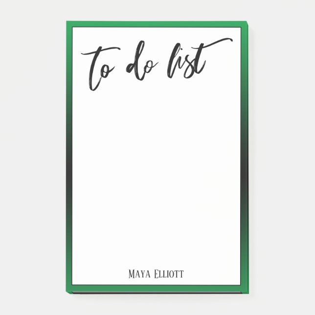Handwriting To Do List Bright Green Ombre Border Post-it Notes (Front)