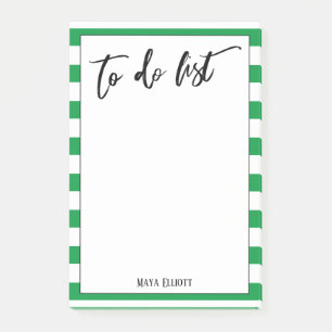 Handwriting To Do List Bright Green White Stripes Post-it Notes