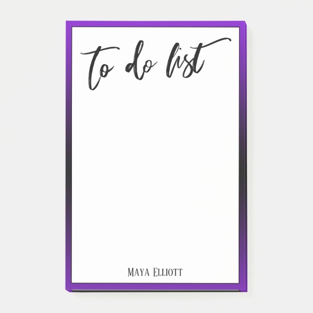 Handwriting To Do List Bright Purple Ombre Border Post-it Notes (Front)
