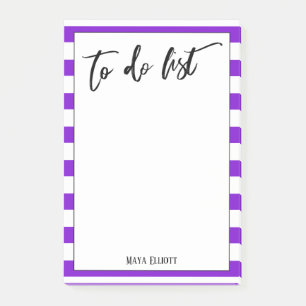 Handwriting To Do List Bright Purple White Stripes Post-it Notes
