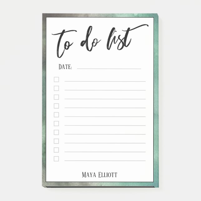 Handwriting To Do List Brown Green Border, Lined Post-it Notes (Front)