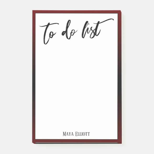Handwriting To Do List Burgundy Ombre Border Post-it Notes (Front)
