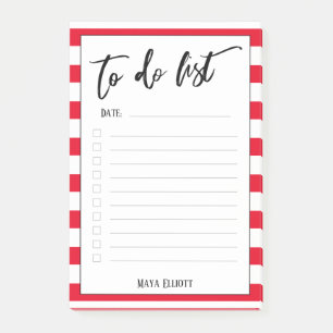 Handwriting To Do List Cherry Red Stripes, Lined Post-it Notes
