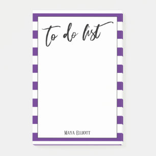 Handwriting To Do List Deep Purple White Stripes Post-it Notes