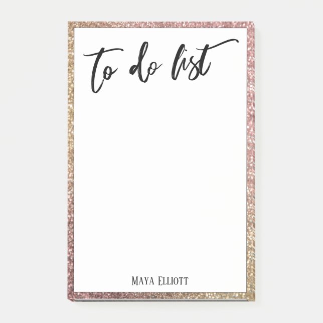 Handwriting To Do List Faux Glitter Ombre Border Post-it Notes (Front)