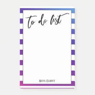 Handwriting To Do List Pink & Blue Ombre Stripes Post-it Notes