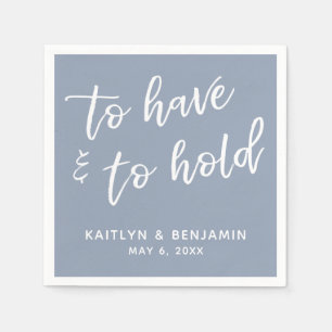 Handwriting To Have & To Hold Dusty Blue Napkin