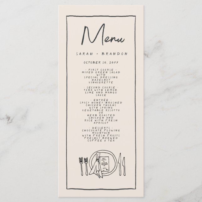 Handwriting Typography Retro Wedding Menu (Front)