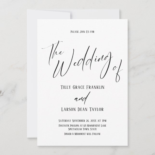 Handwriting Typography Simple The Wedding Of Invitation (Front)