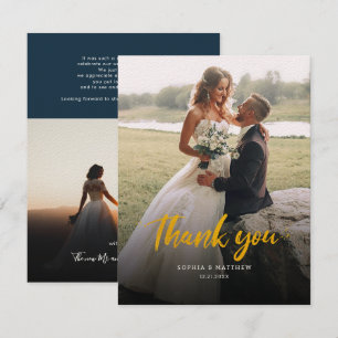Handwriting Wedding Day Photo Thank You Card